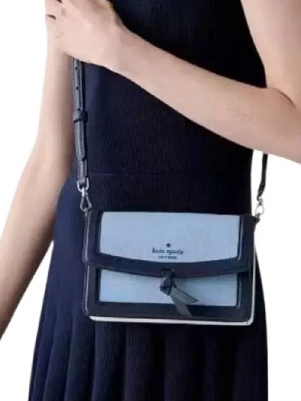 kate spade Colorblocked Flap Two-Tone Light Blue Leather Crossbody Wallet